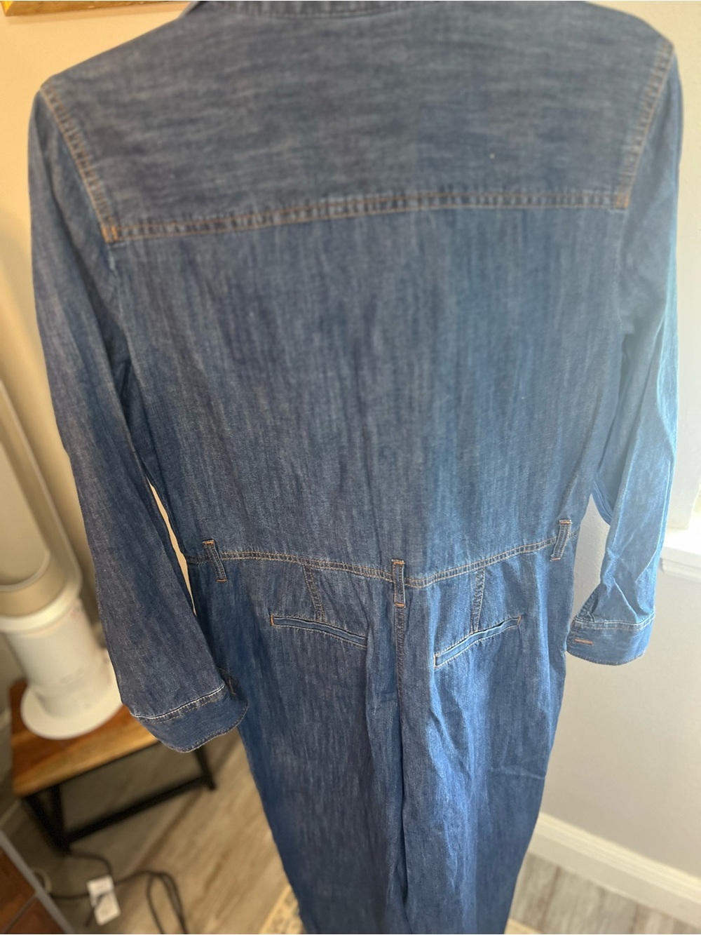 TALBOTS Denim Jumpsuit Medium Pockets Button Down Long Sleeve - Picture 9 of 15